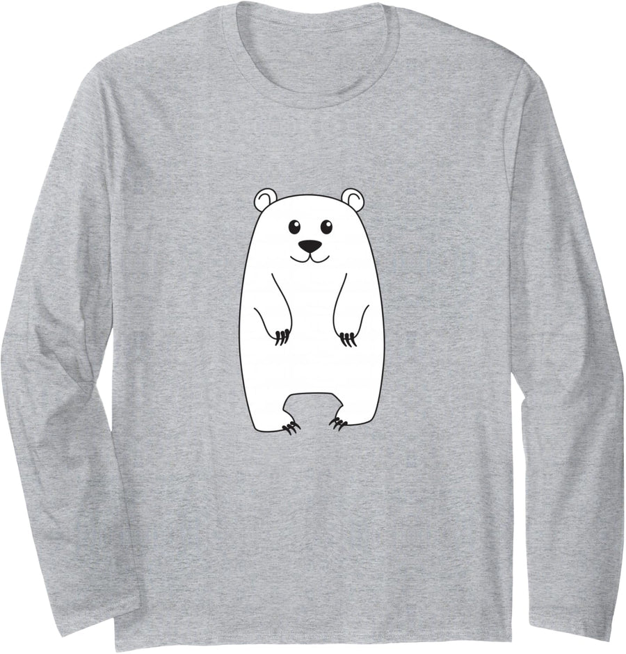 Polar Bear Long Sleeve T-Shirt - Adult Unisex Heather Grey
