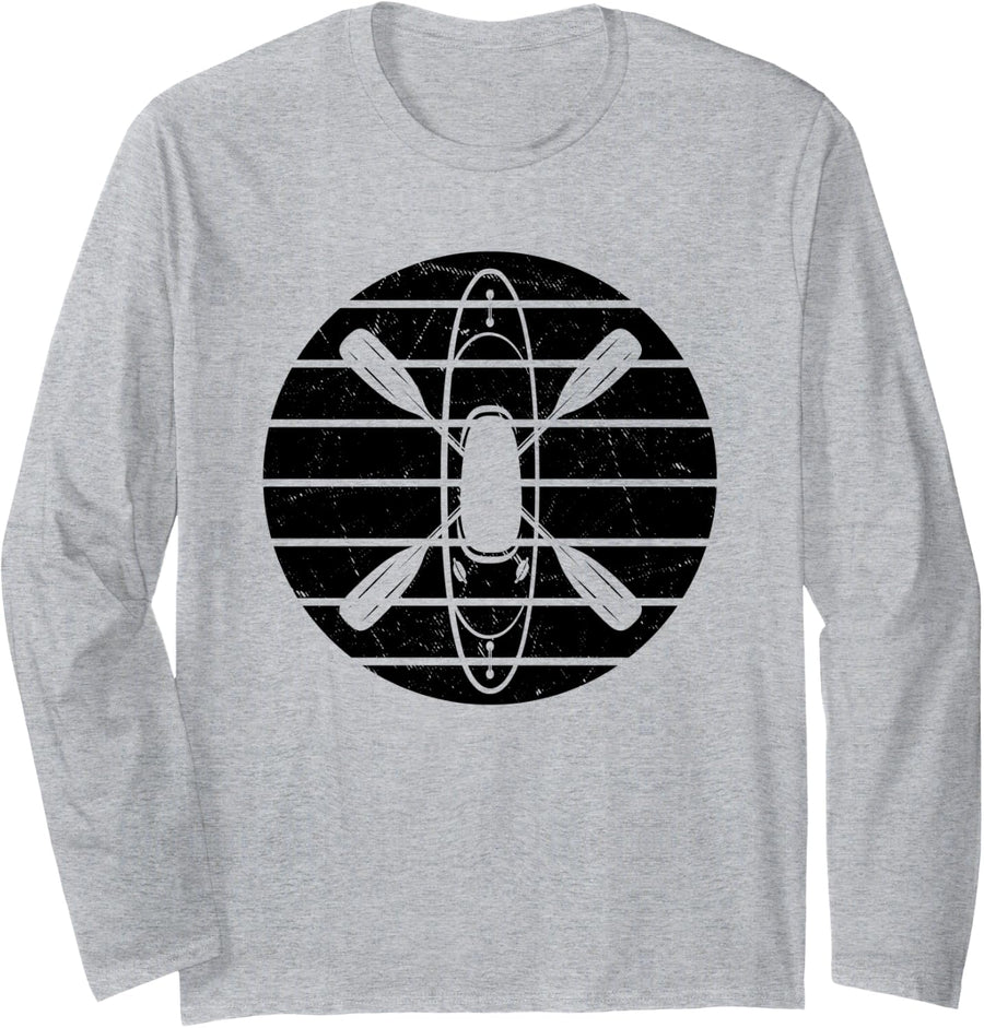 Watersports Kayaking Sunset Kayak Long Sleeve T-Shirt - Adult Unisex Heather Grey