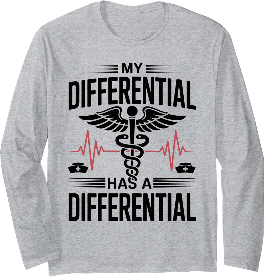 My Differential Has A Differential Funny Nurse Practitioner Long Sleeve T-Shirt - Adult Unisex Heather Grey