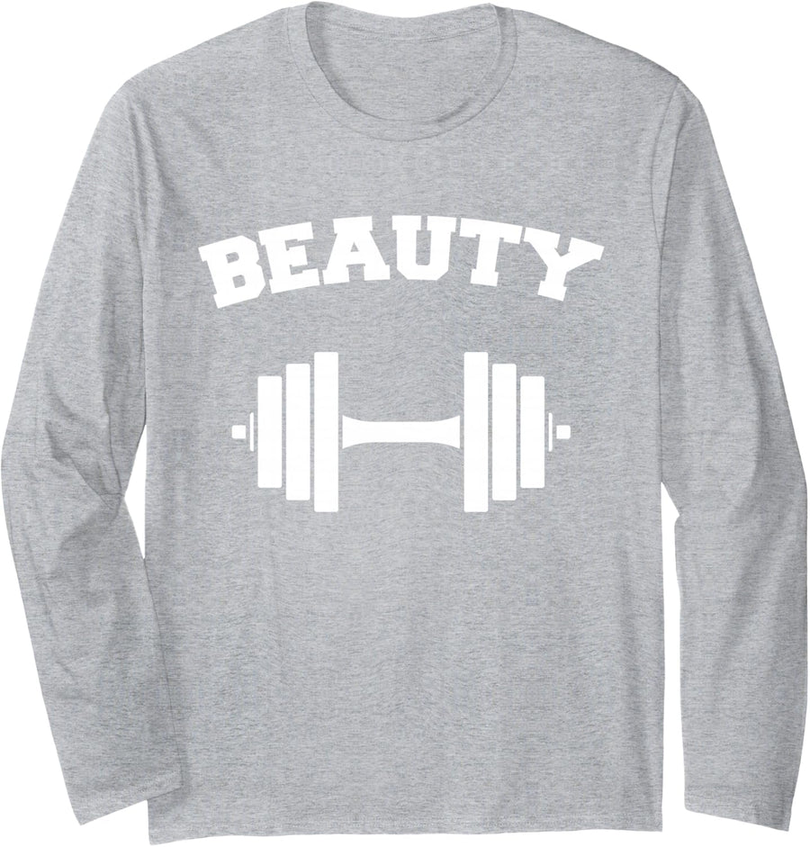 Weightlifting Couples Matching Beauty Long Sleeve T-Shirt - Adult Unisex Heather Grey