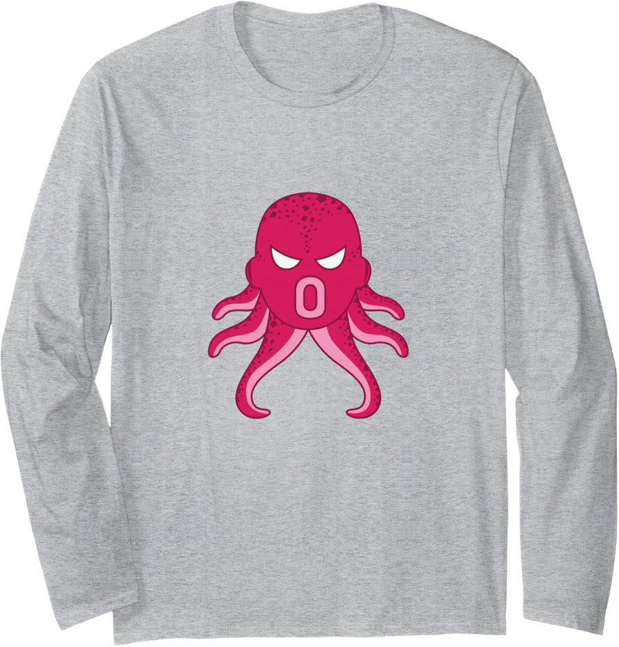 Crazy Giant Squid Long Sleeve T-Shirt - Adult Unisex Heather Grey