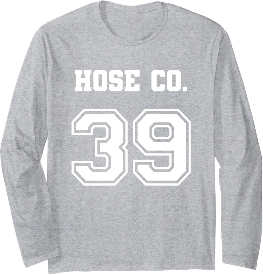 Jersey Style Hose Co 39 Company Fire Firefighter Volunteer Long Sleeve T-Shirt - Adult Unisex Heather Grey
