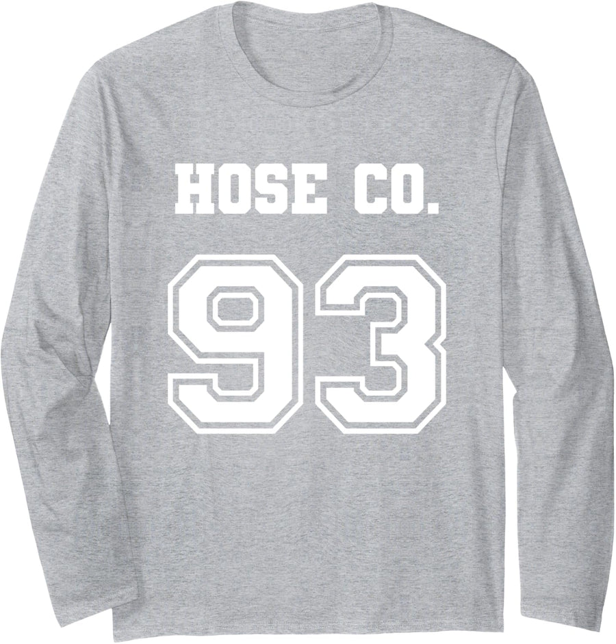Jersey Style Hose Co 93 Company Fire Firefighter Volunteer Long Sleeve T-Shirt - Adult Unisex Heather Grey