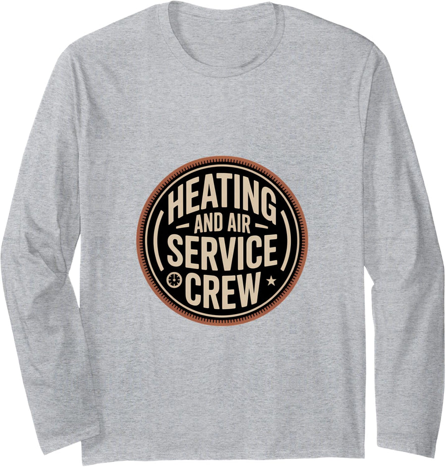 HVAC Technician Field Service Hardworking Crew Long Sleeve T-Shirt - Adult Unisex Heather Grey