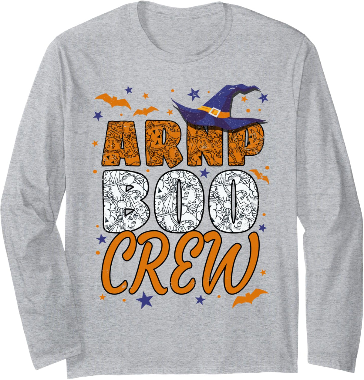 ARNP Boo Crew Halloween Nurse Practitioner Matching Long Sleeve T-Shirt - Adult Unisex Heather Grey