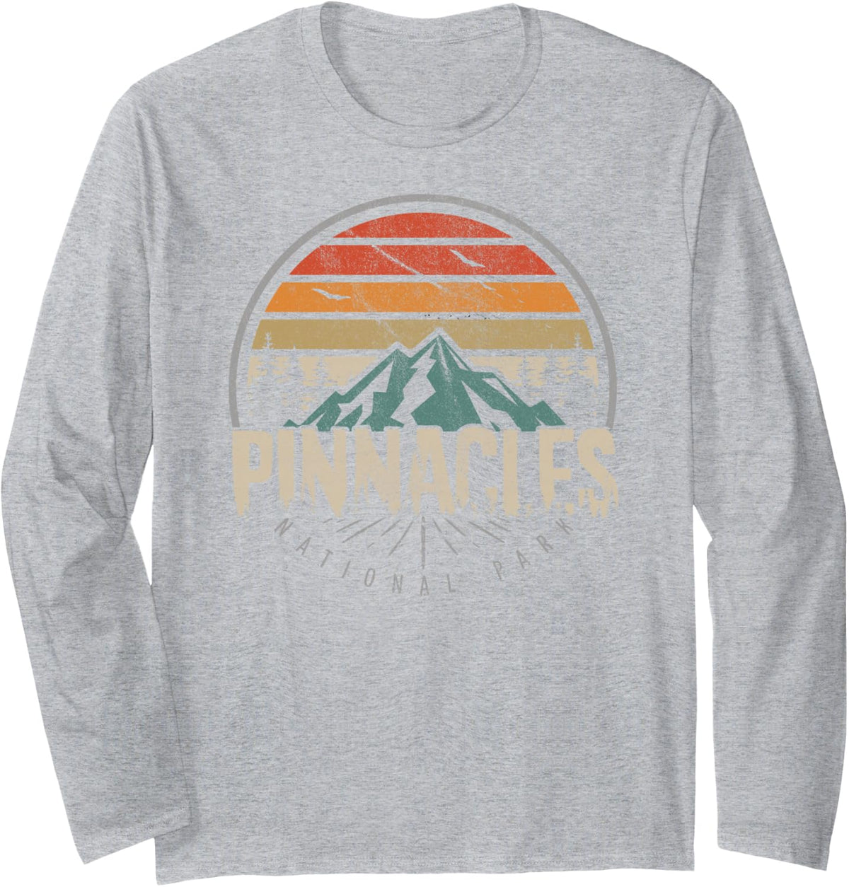 Retro Pinnacles National Park US Vintage Pinnacles Long Sleeve T-Shirt - Adult Unisex Heather Grey
