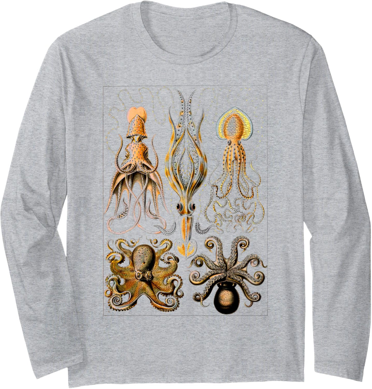 Octopus Ocean Zoology Teuthology biologists sailing Long Sleeve T-Shirt - Adult Unisex Heather Grey