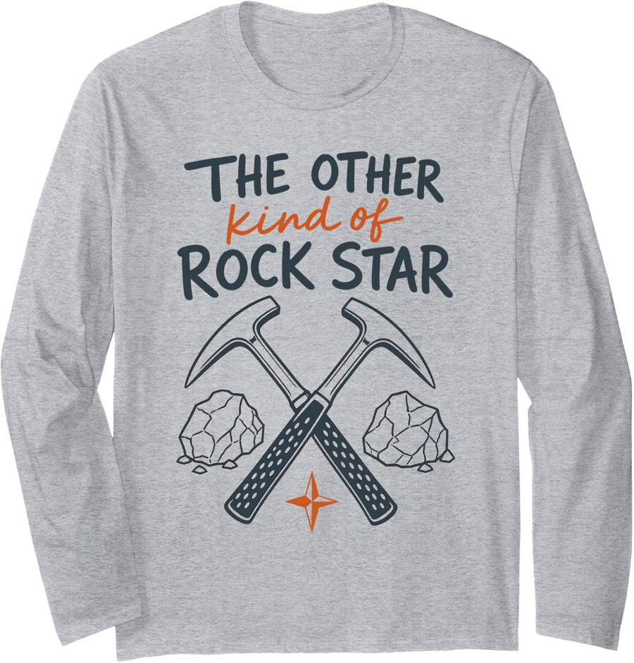 Geologist Rockhound Long Sleeve T-Shirt - Adult Unisex Heather Grey