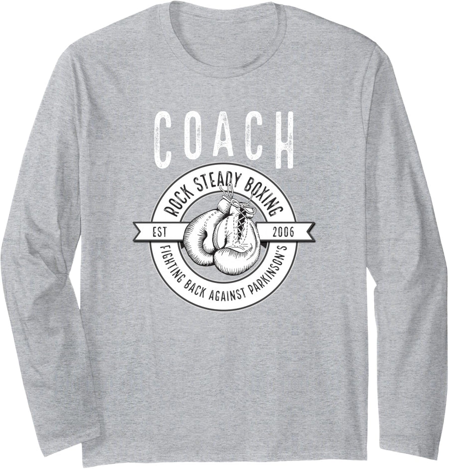 Rock Steady Boxing Coach Fight Parkinson's Long Sleeve T-Shirt - Adult Unisex Heather Grey