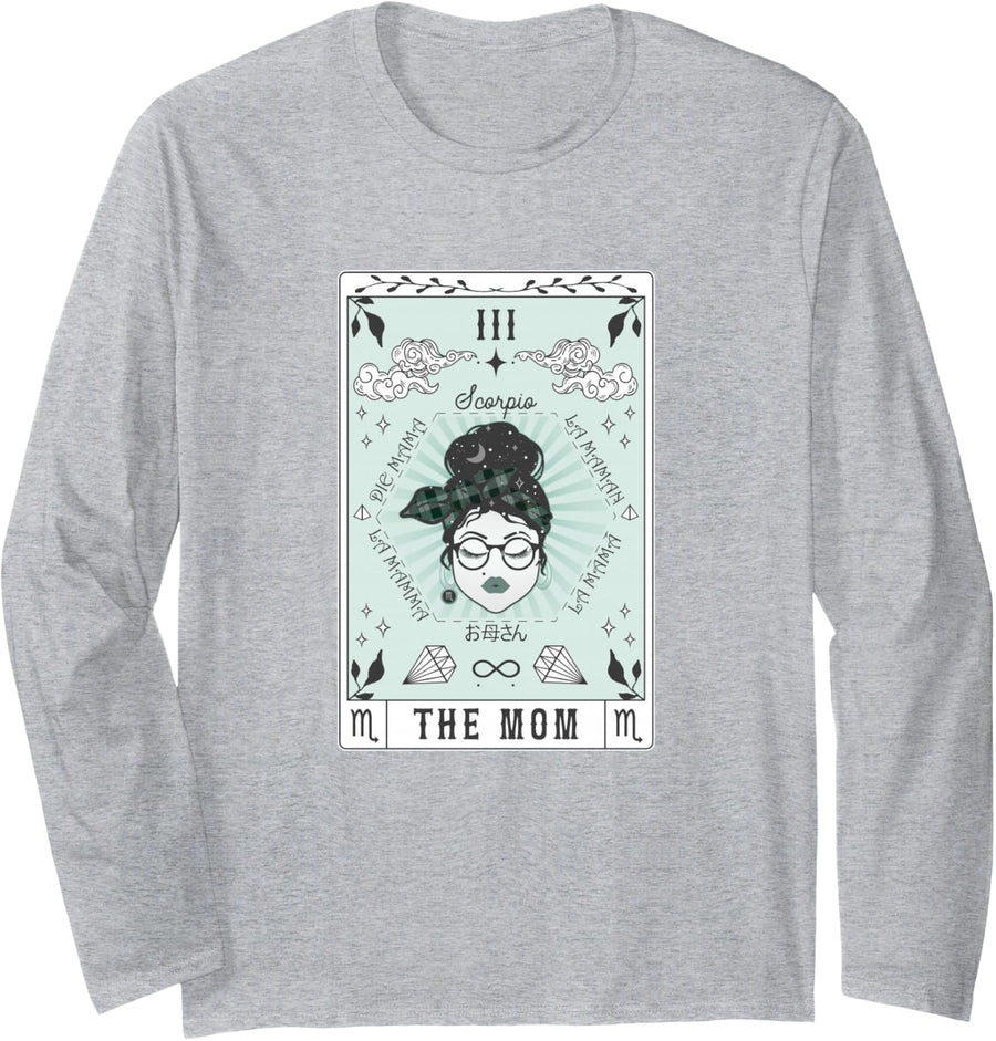 Tarot Card The Mom Scorpio Zodiac Celestial Long Sleeve T-Shirt - Adult Unisex Heather Grey