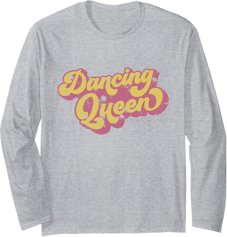 Dancing Queen Shirt Vintage Dancing 70s T-Shirt Long Sleeve T-Shirt - Adult Unisex Heather Grey