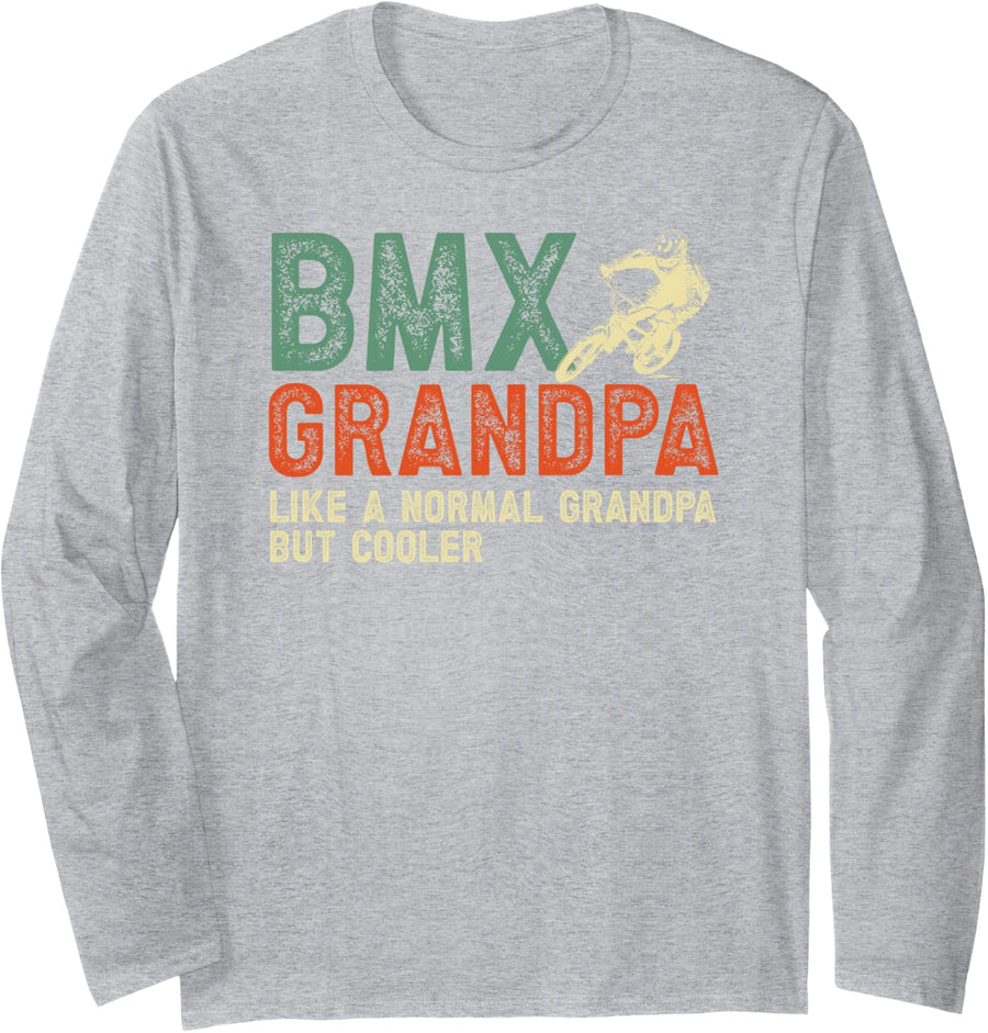 BMX Grandpa Definition Grandpa of A BMX Rider Grandfather Long Sleeve T-Shirt - Adult Unisex Heather Grey