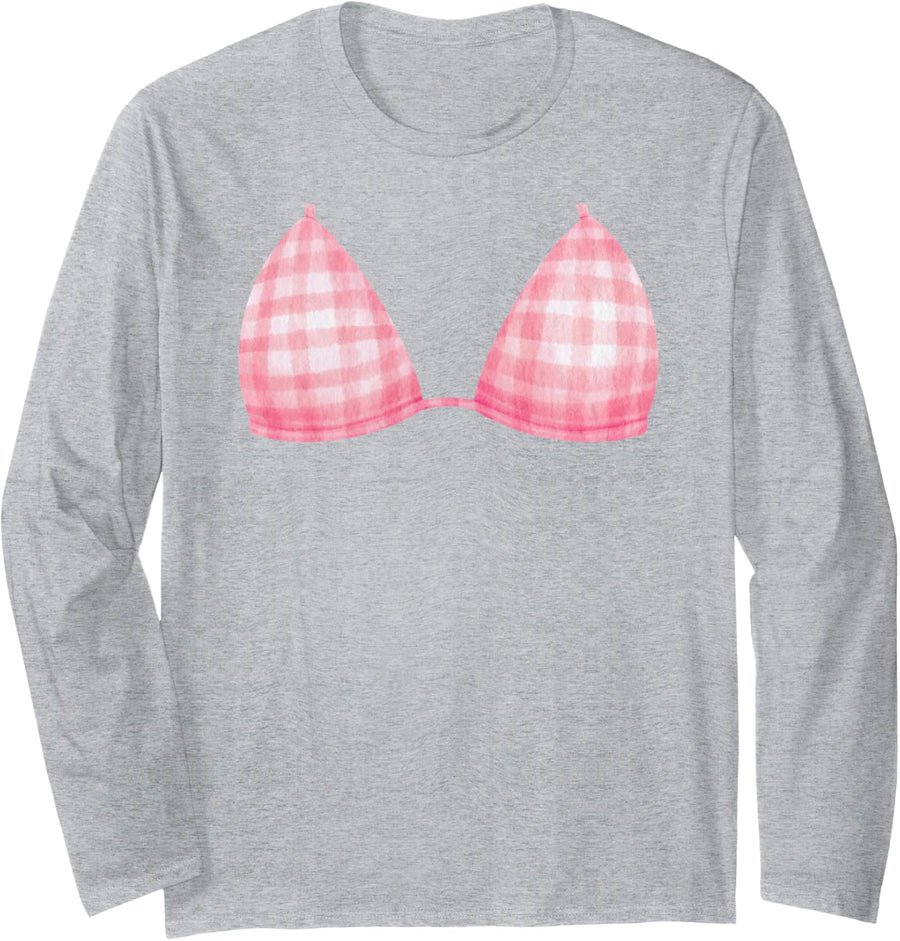Funny Summer Vacations Cute Gag Beach Bikini Long Sleeve T-Shirt - Adult Unisex Heather Grey