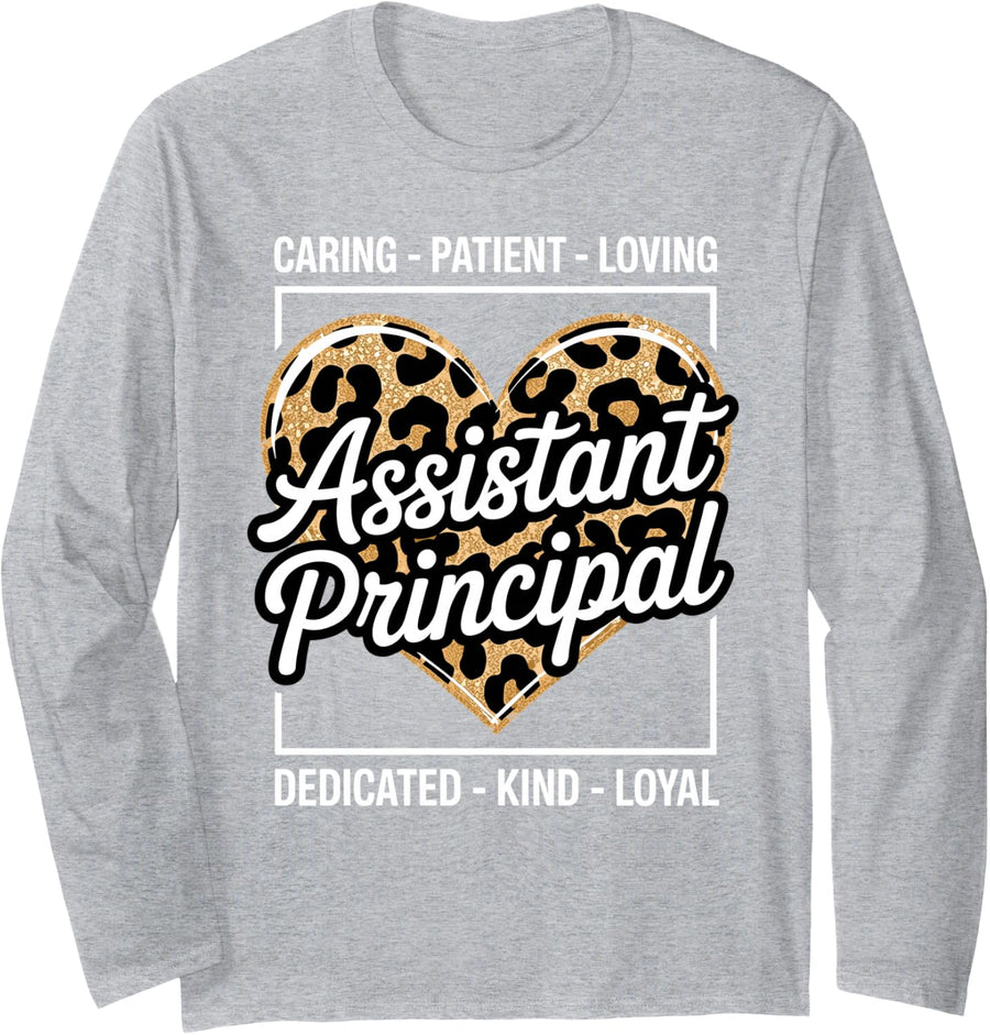 Funny Assistant Principal Art for Men Women Vice Principal Long Sleeve T-Shirt - Adult Unisex Heather Grey