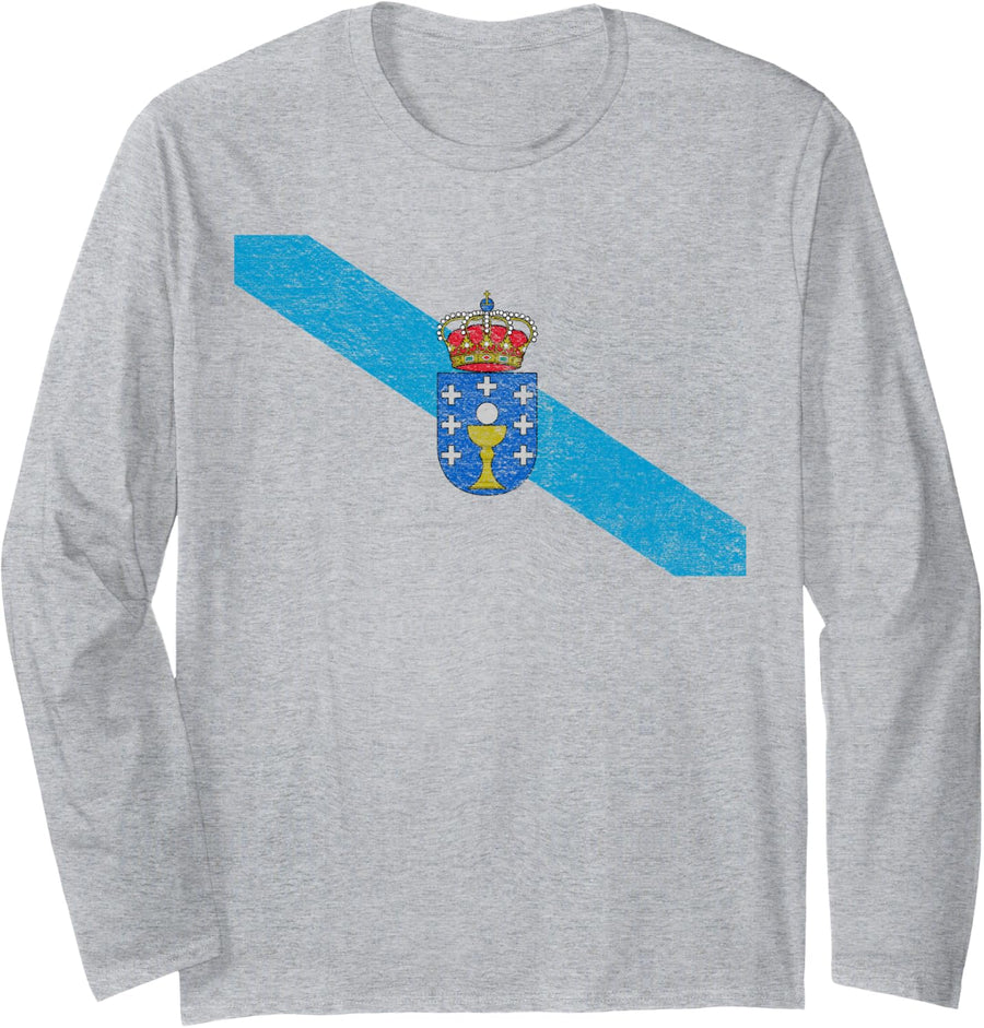 GALICIA SPAIN FLAG GALICIAN PRIDE Long Sleeve T-Shirt - Adult Unisex Heather Grey