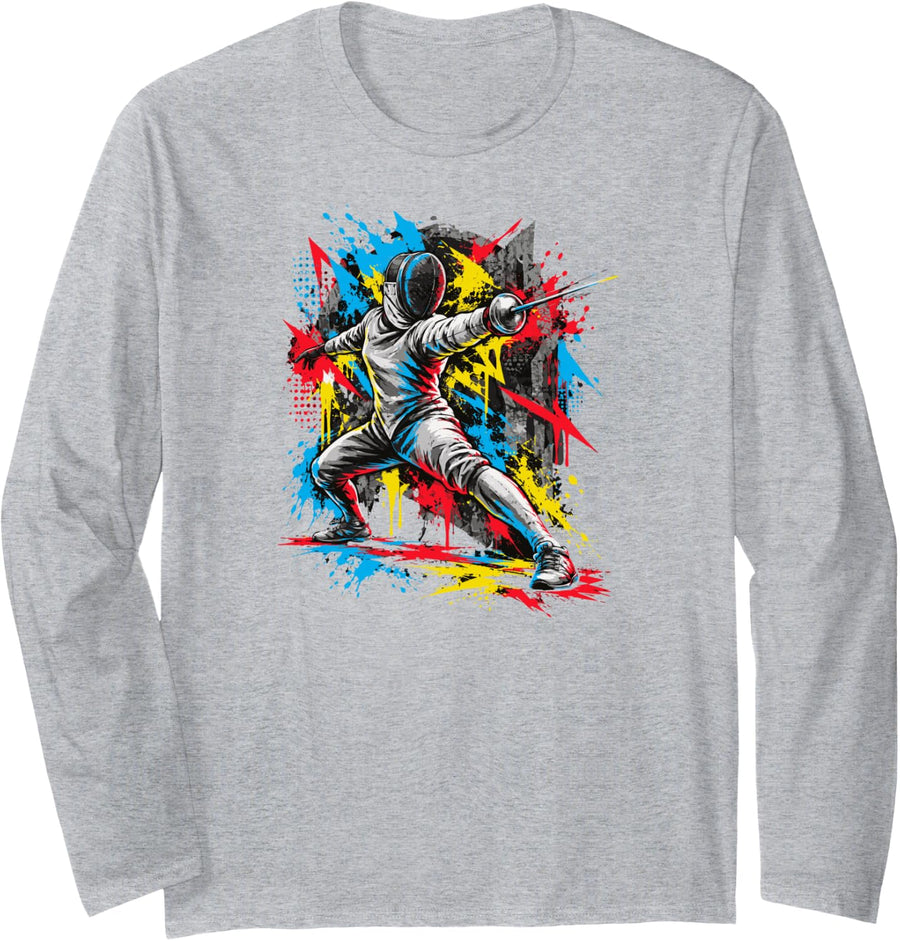Fencing Game Fencer Student-Fencer Fencing-Sports Fencing Long Sleeve T-Shirt - Adult Unisex Heather Grey