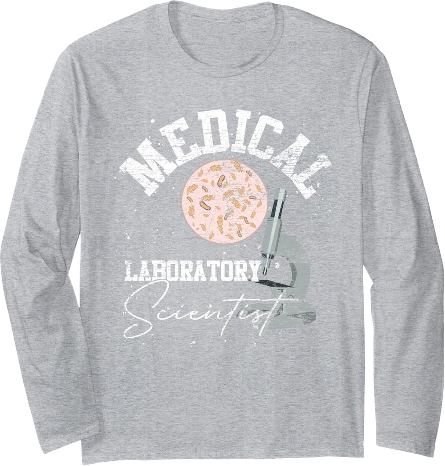Medical Lab Technician, Medical Lab Scientist Long Sleeve T-Shirt - Adult Unisex Heather Grey