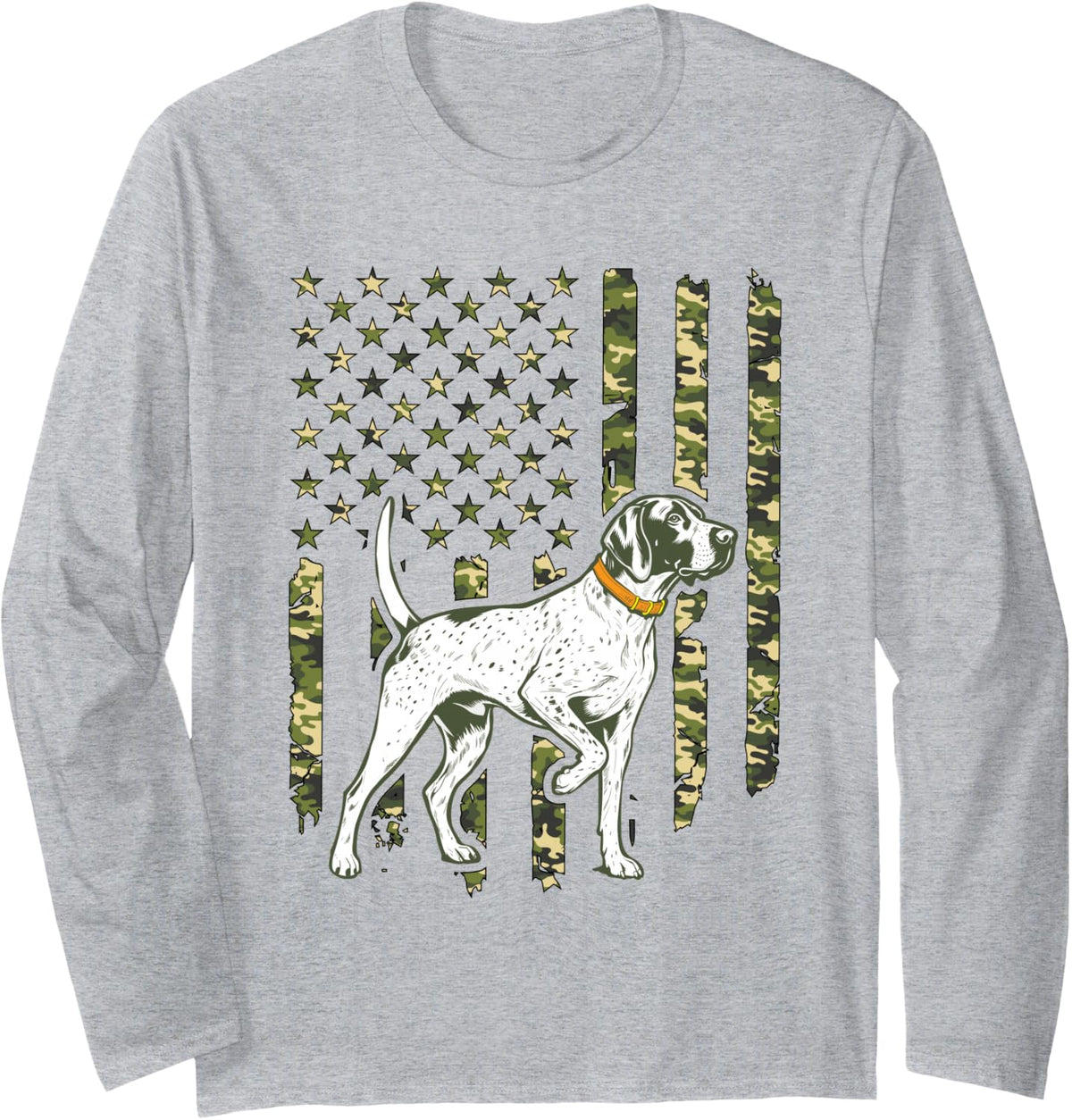 Pointer Retriever Small Game Hunting Dog Long Sleeve T-Shirt - Adult Unisex Heather Grey