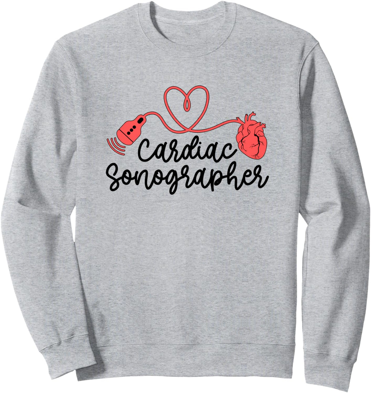 Cardiac Sonographer Heart Cardiac Sonography Sweatshirt - Adult Unisex Heather Grey