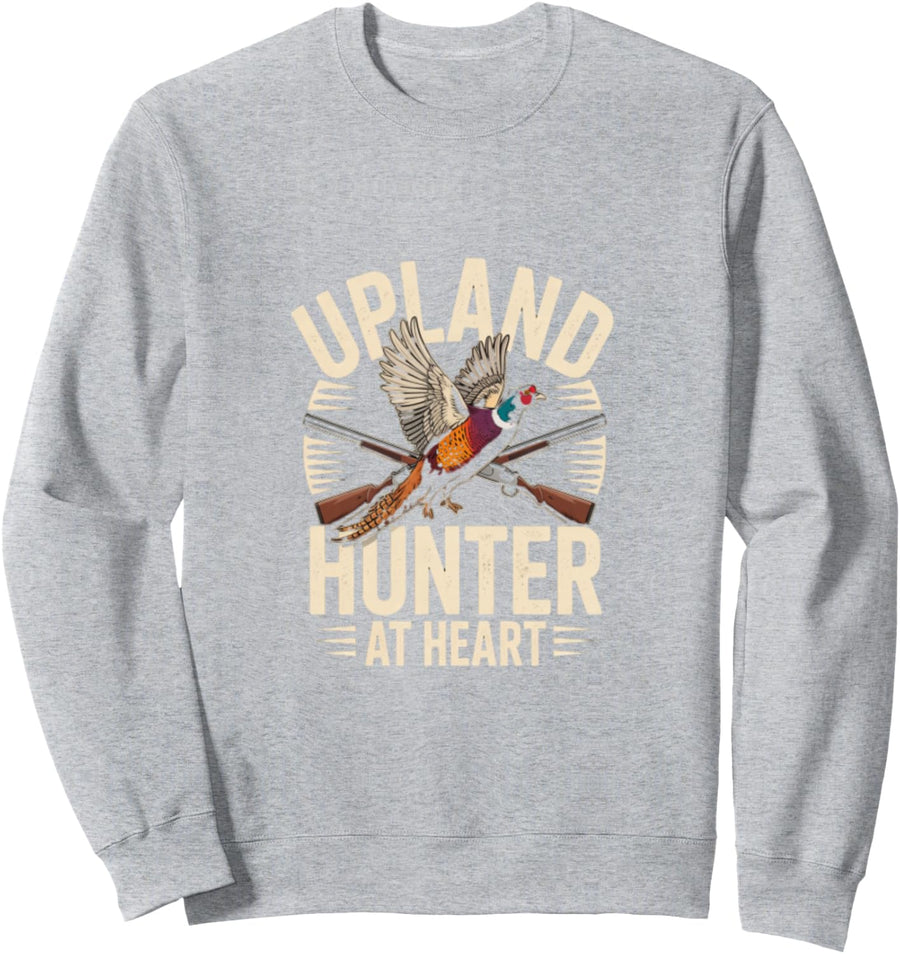 Upland Hunter At Heart Pheasant Upland Hunting Sweatshirt - Adult Unisex Heather Grey