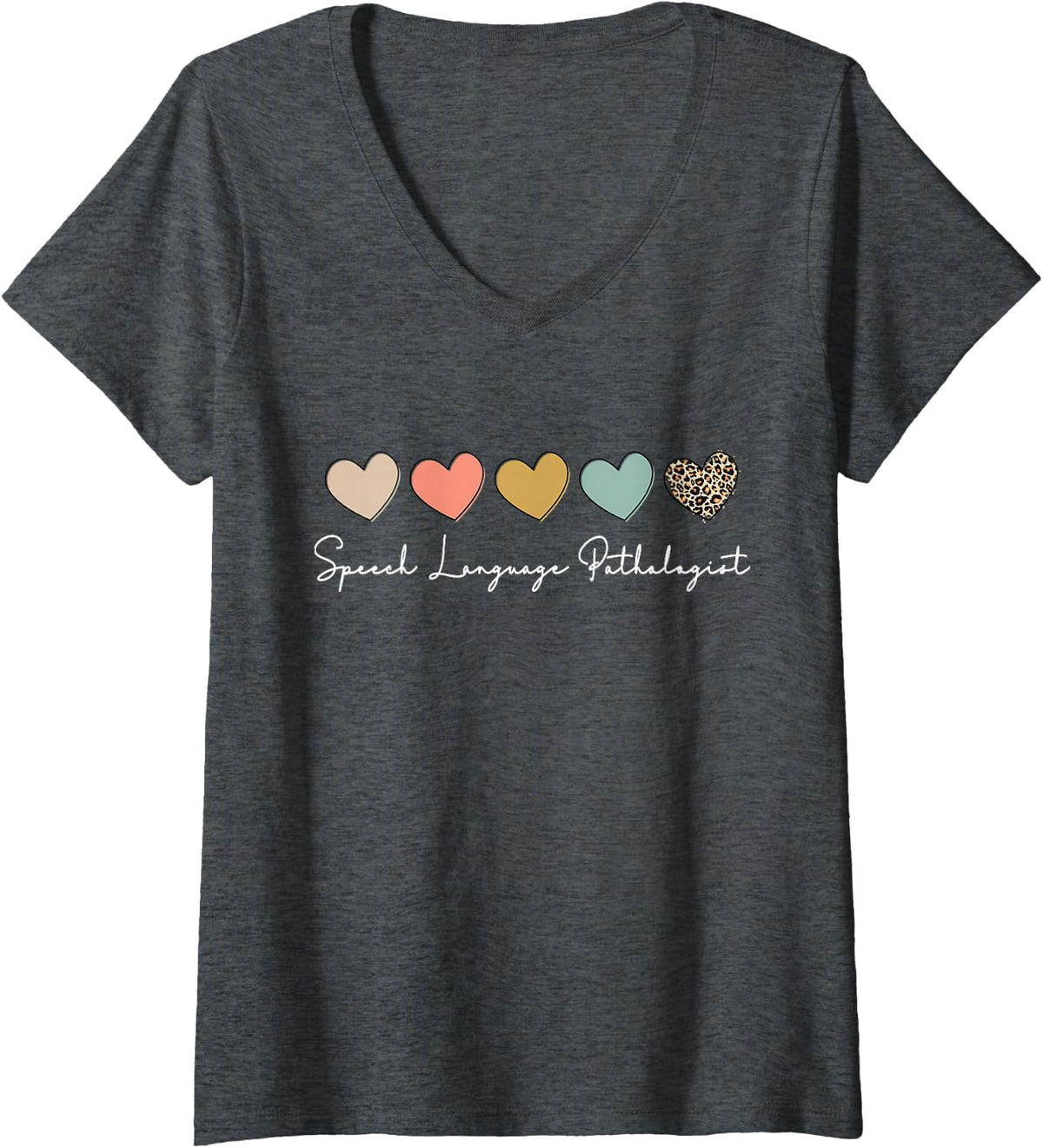 Womens Speech Language Pathologist SLP Speech Therapy Pathology V-Neck T-Shirt - Dark Heather Grey