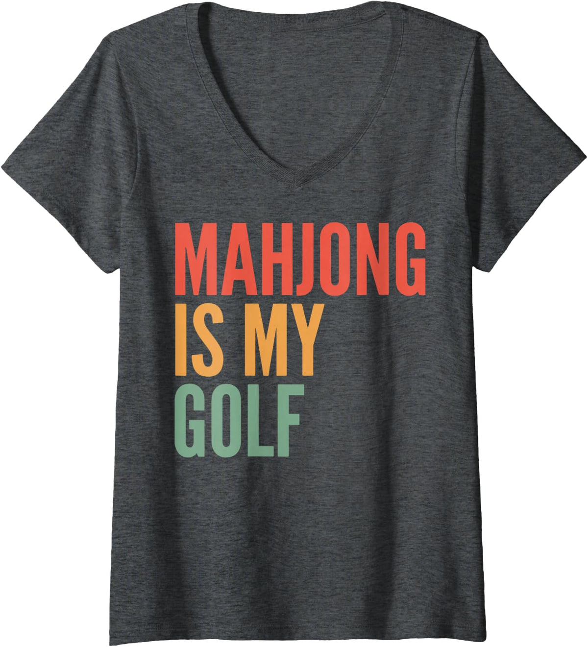 Women's Mahjong is My Golf V-Neck T-Shirt - Dark Heather Grey