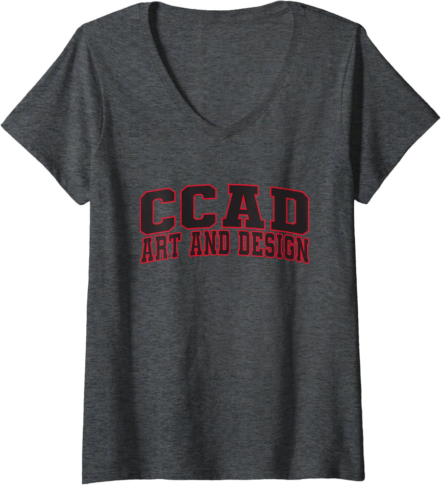 Womens Columbus College of Art and Design Apparel Sports Fan V-Neck T-Shirt - Dark Heather Grey