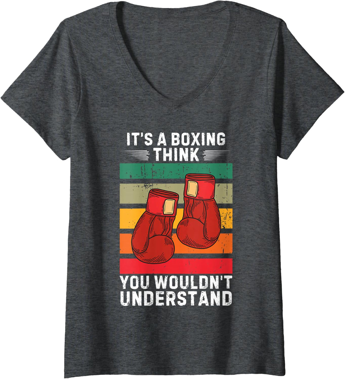 Women's Vintage It's A Boxing Think You Wouldn't Understand V-Neck T-Shirt - Dark Heather Grey