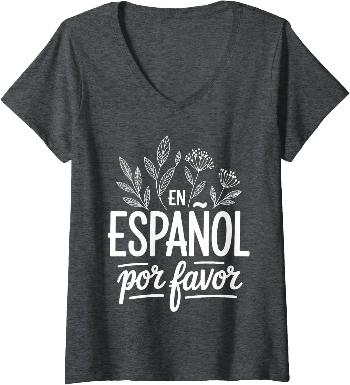 Women's Spanish Teacher Art for Men Women Educator Spanish Teacher V-Neck T-Shirt - Dark Heather Grey