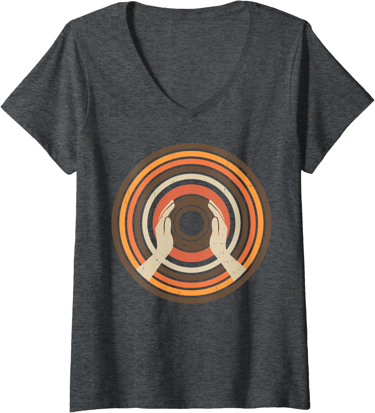 Women's Pottery Wheel Sculptor Potter Ceramics Clay Artist Retro Tee V-Neck T-Shirt - Dark Heather Grey