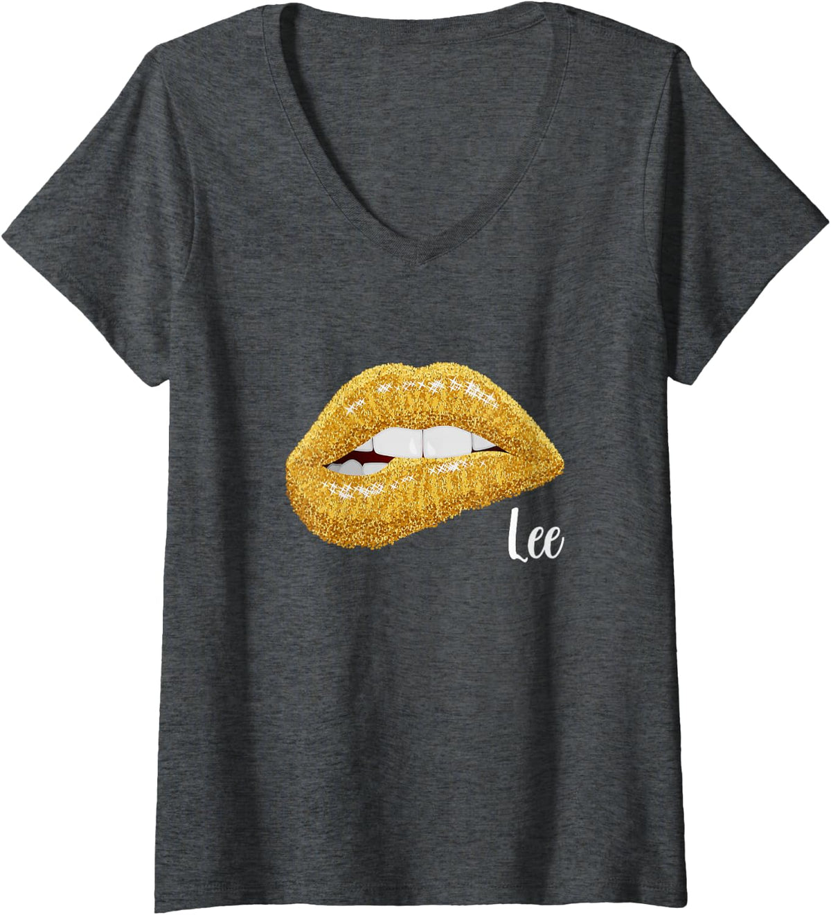 Women's Lee - First Name Gift V-Neck T-Shirt - Dark Heather Grey