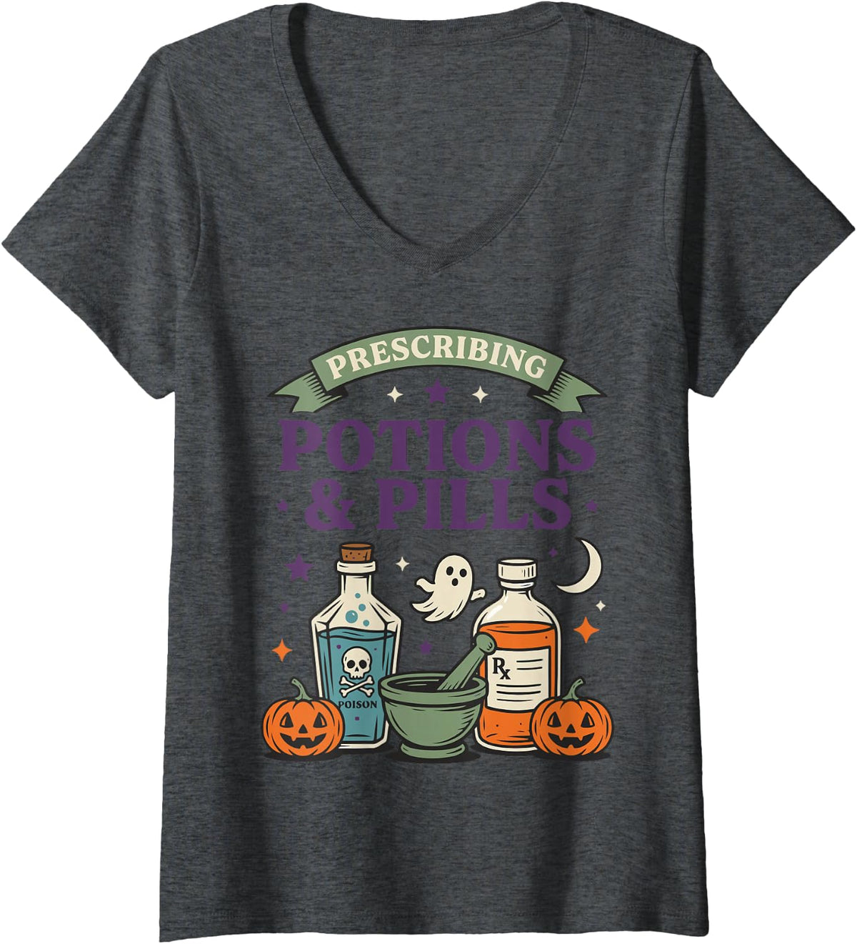 Women's Halloween Pharmacist V-Neck T-Shirt - Dark Heather Grey
