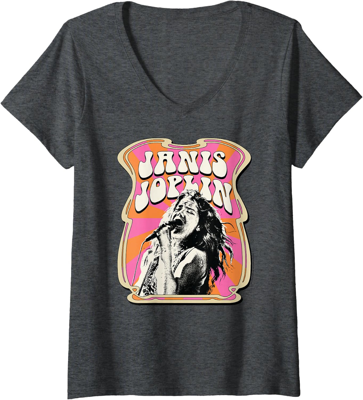 Women's Retro Poster V-Neck T-Shirt - Dark Heather Grey