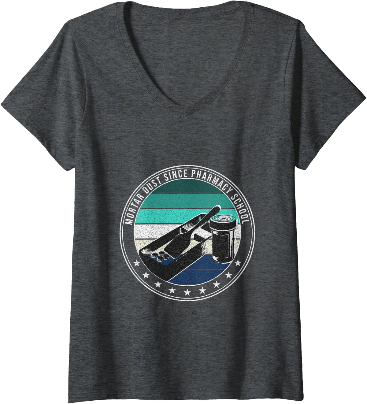 Women's Pharmacist - Mortar Dust Since Pharmacy School V-Neck T-Shirt - Dark Heather Grey