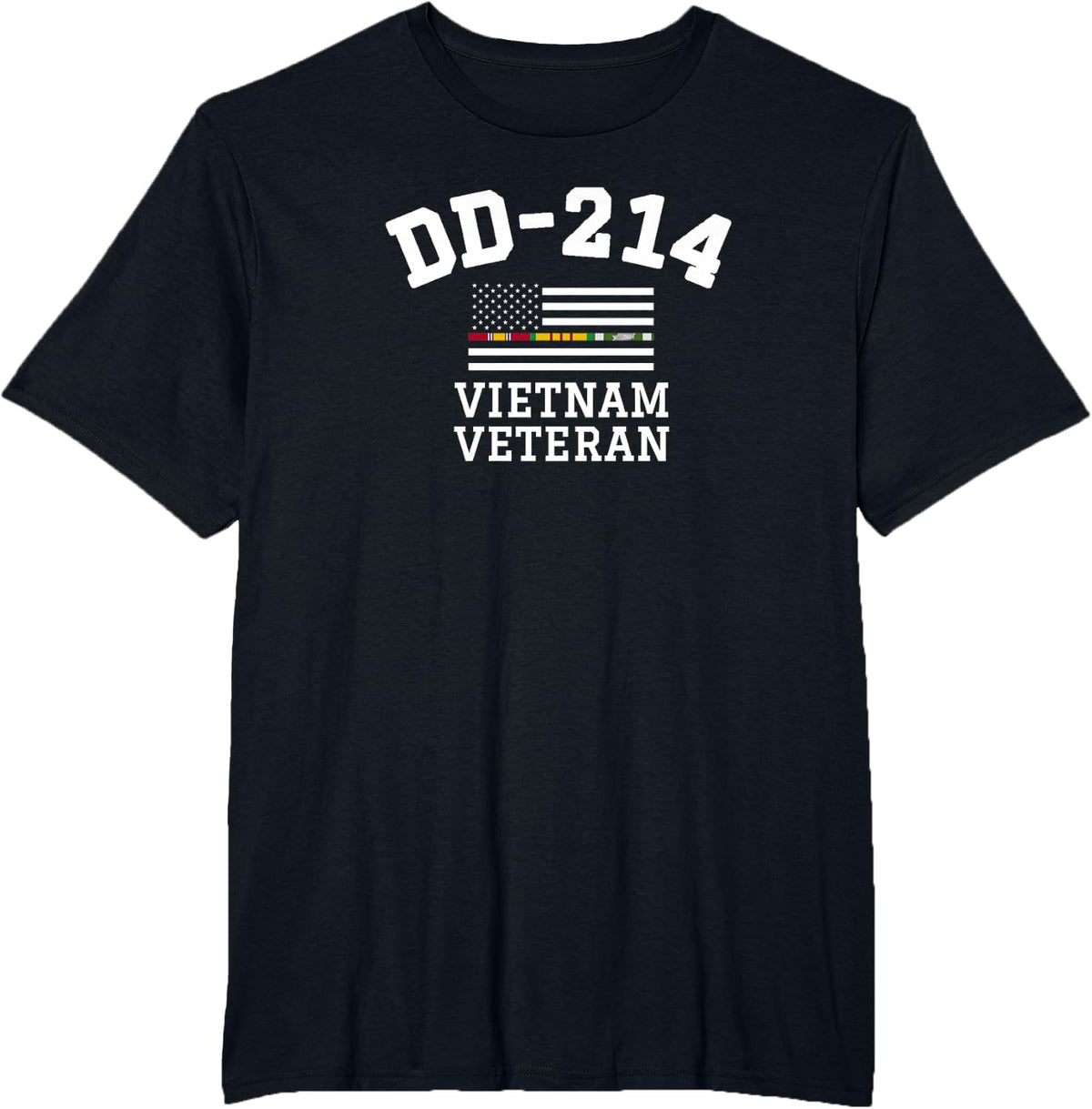 DD-214 Alumni Vietnam Veteran Thin Line Flag T-shirt - Black