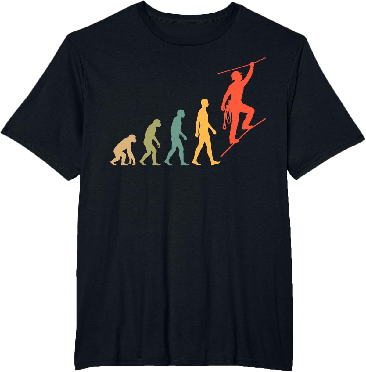 Lineman Evolution Climbing Power Line Funny Design T-Shirt - Black