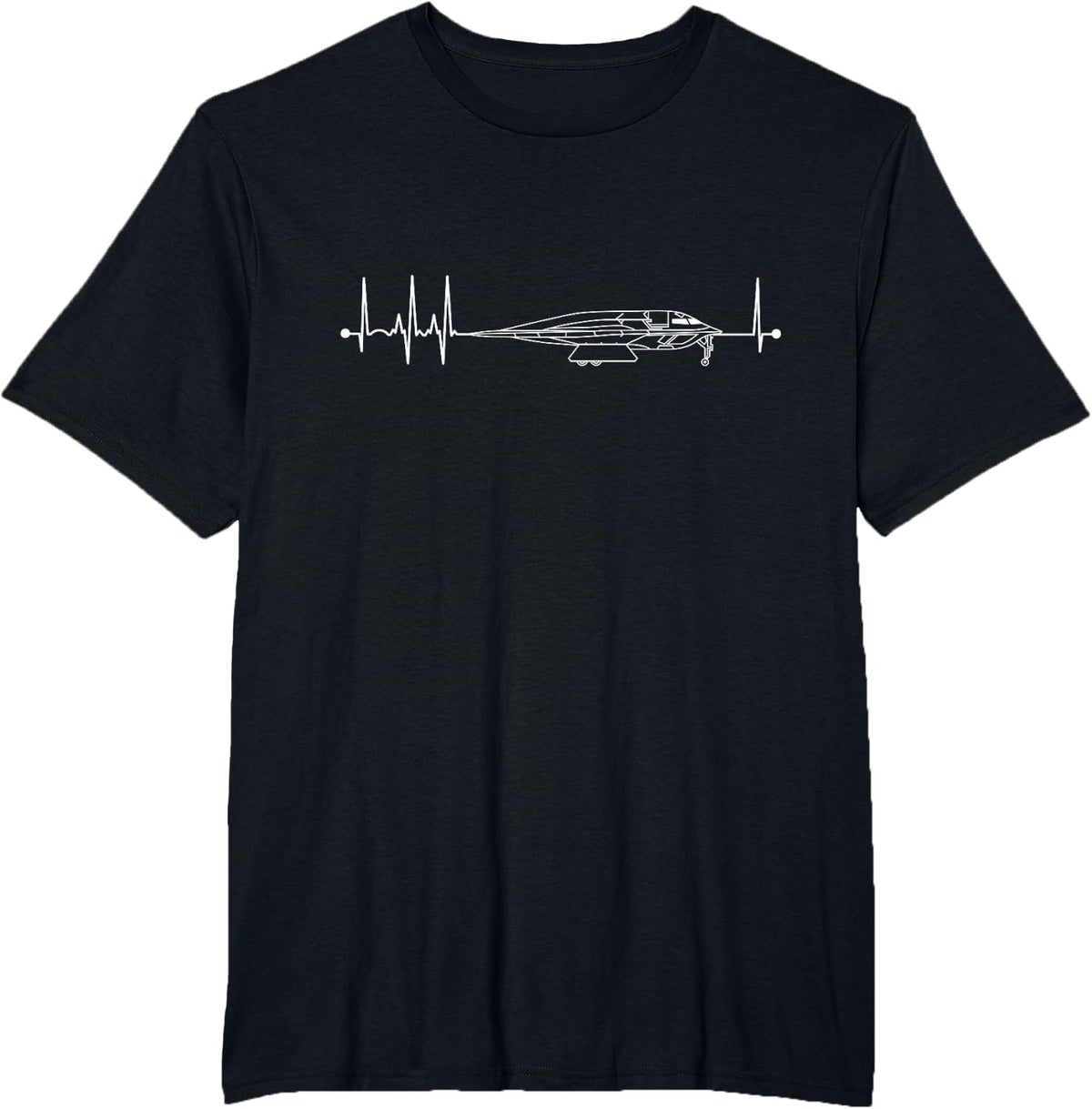 B-2 Bomber Schematic Airplane Pulse EKG Pilot B2 Heartbeat T-Shirt - Black