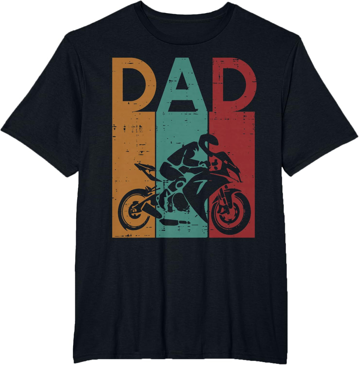 Fathers Day Biker Dad Motorcycle Retro Daddy Papa Sport Bike T-Shirt - Black