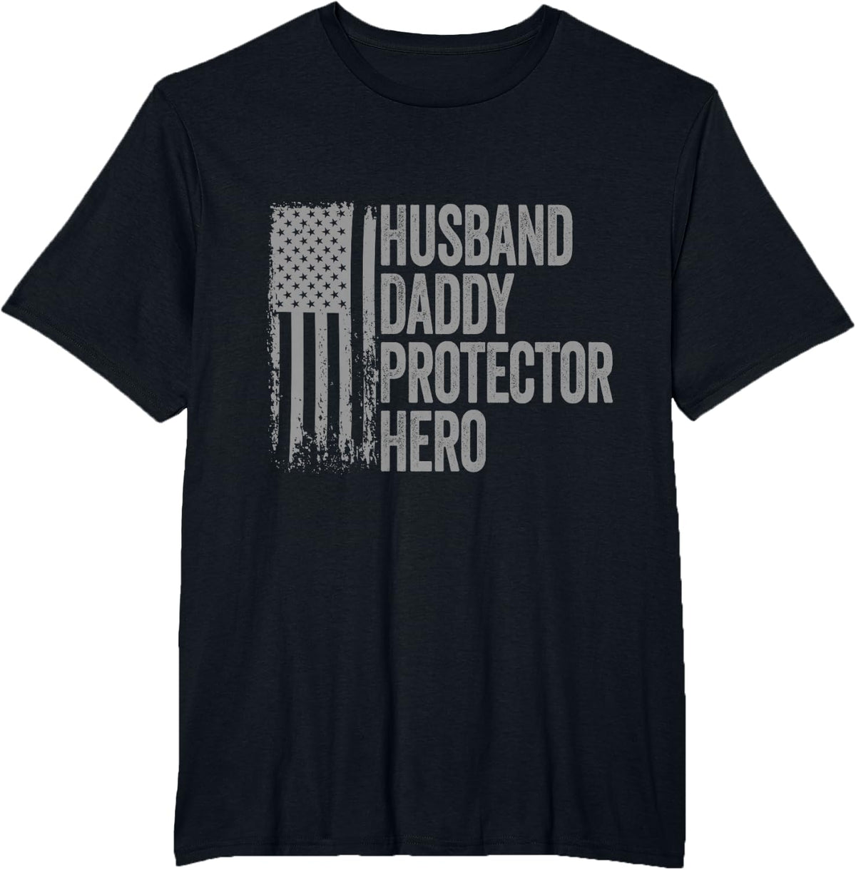 Husband Daddy Protector Hero Fathers Day Dad Wife T-Shirt - Black