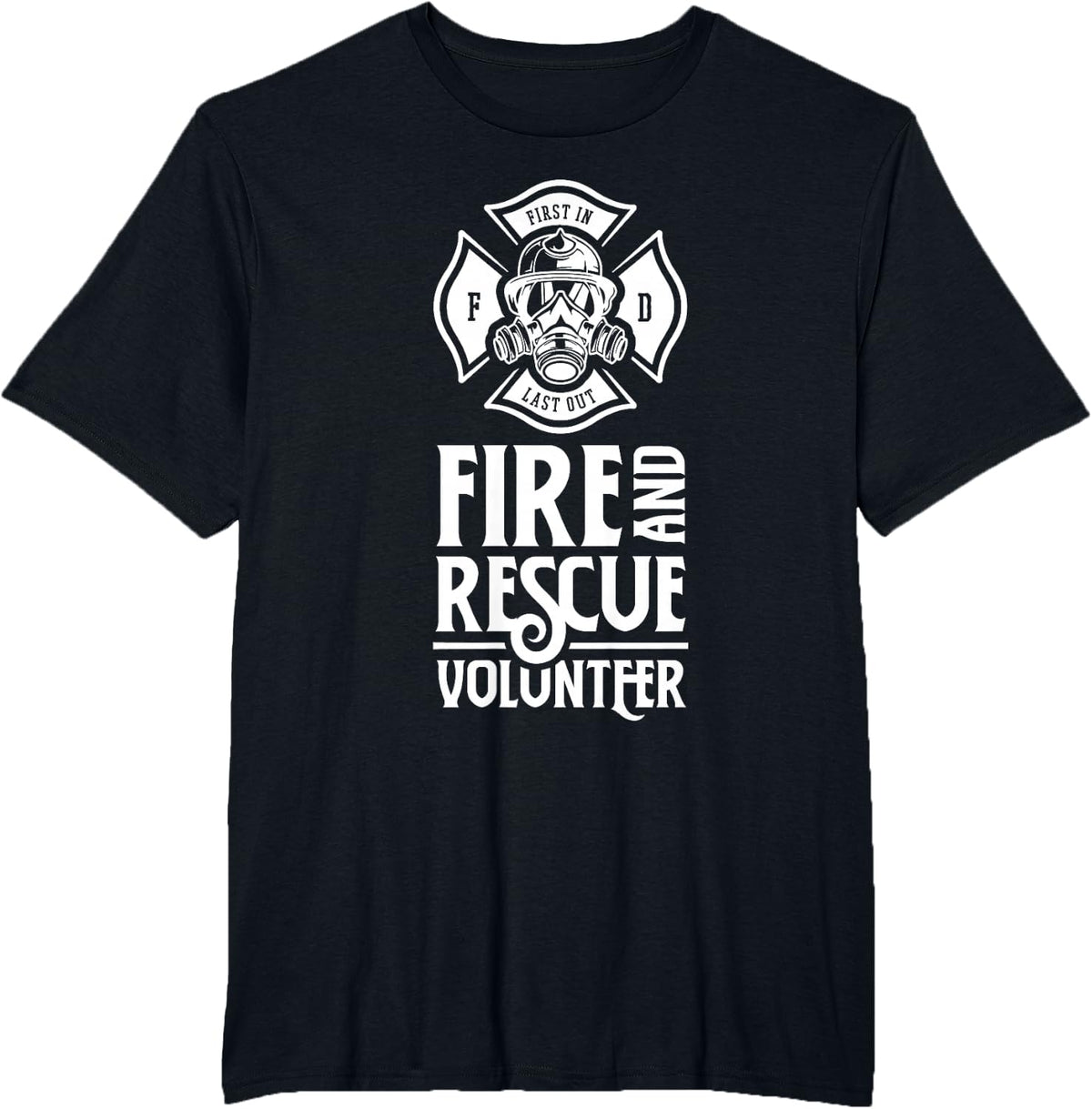 Fire And Rescue Volunteer Voluntary Firefighting Firefighter T-Shirt - Black