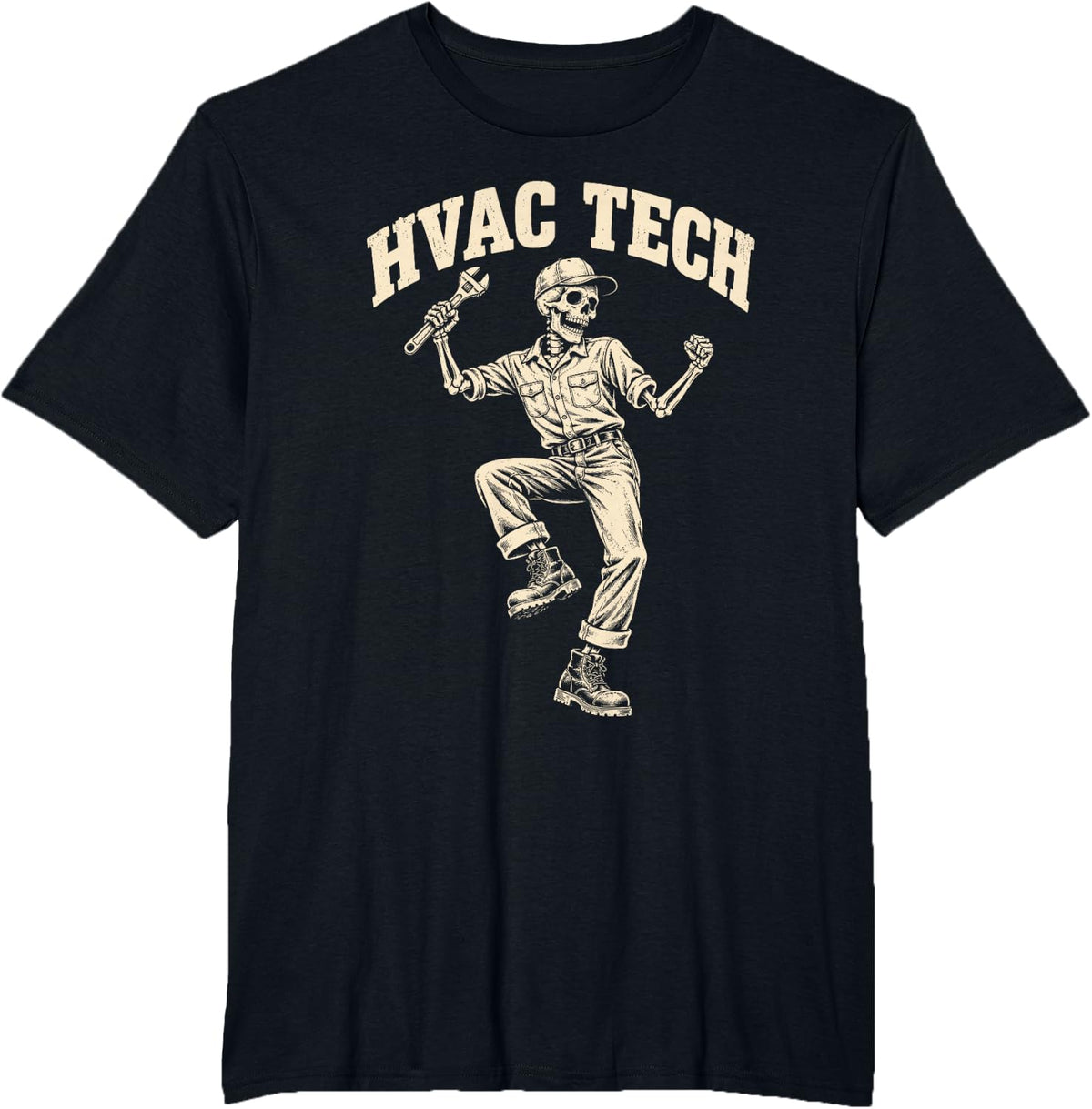 HVAC Tech Skeleton Technician Funny T-Shirt - Black