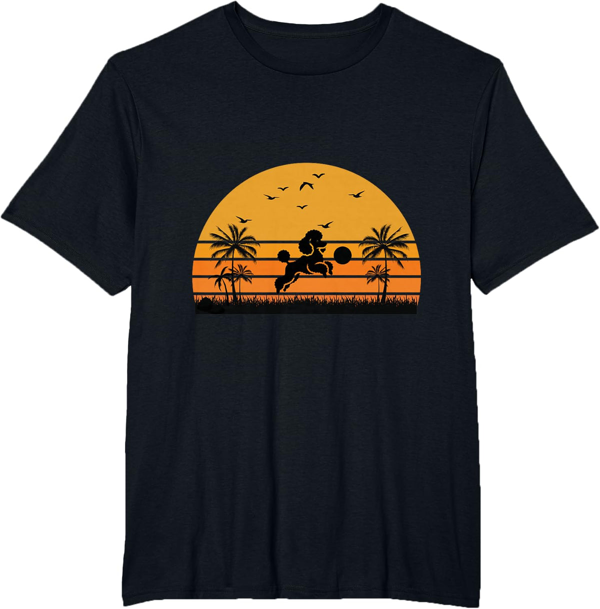 Poodle Dog Sunset Nature Lover T-Shirt - Black
