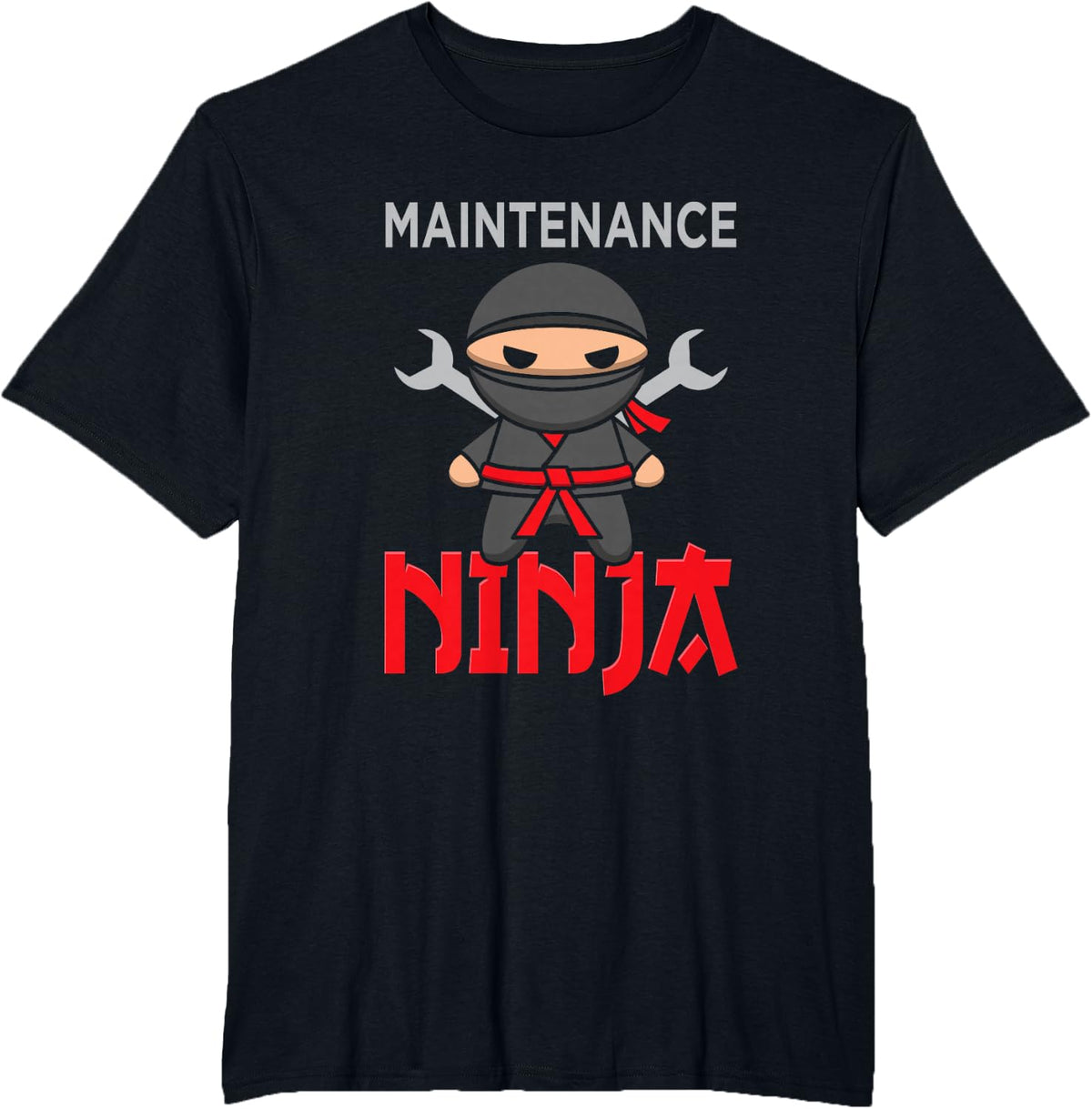 Maintenance Ninja HVAC Technician School Custodian Engineer T-Shirt - Black