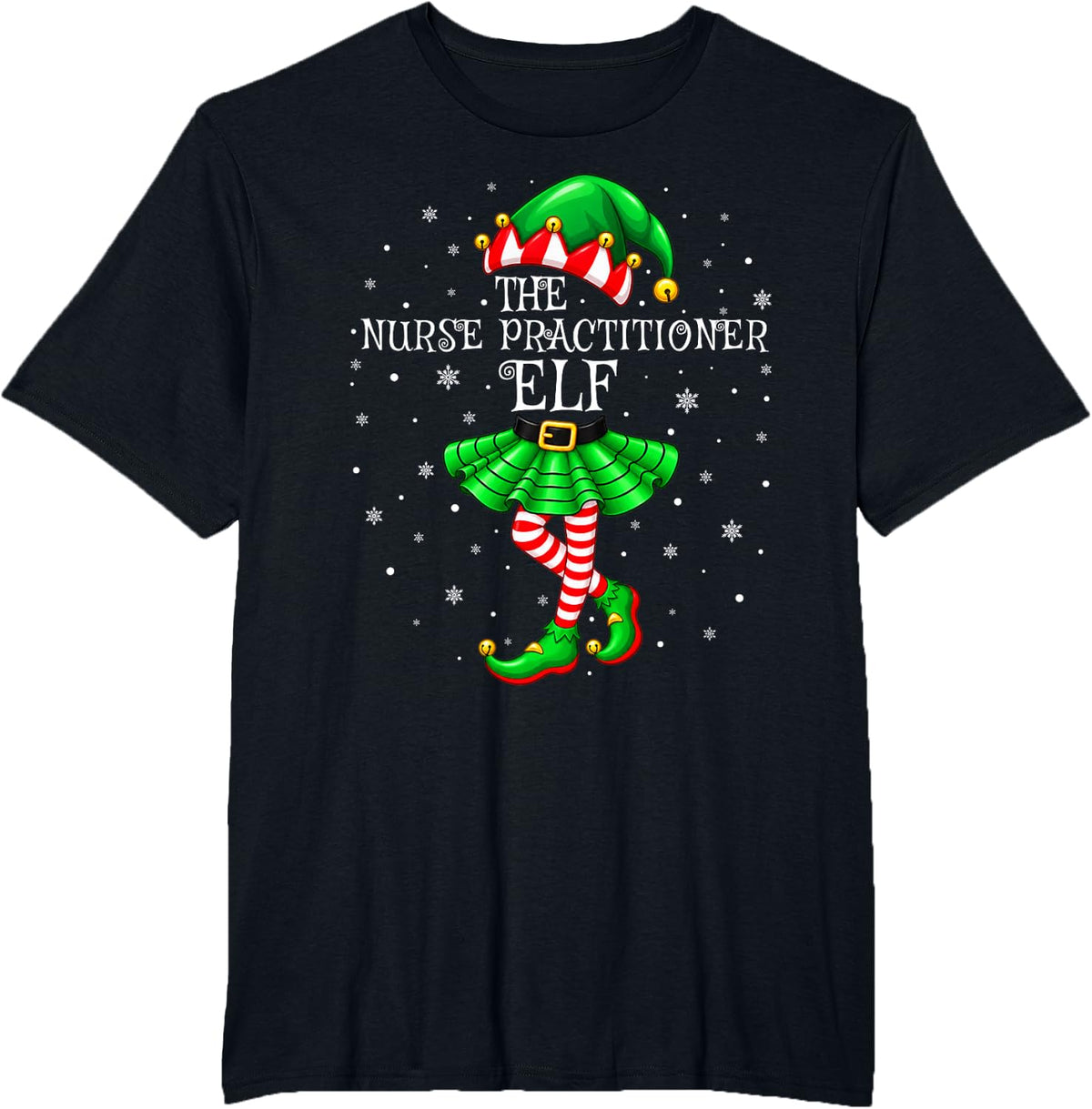 Nurse Practitioner Elf Christmas Matching Pajamas Elf Squad T-Shirt - Black