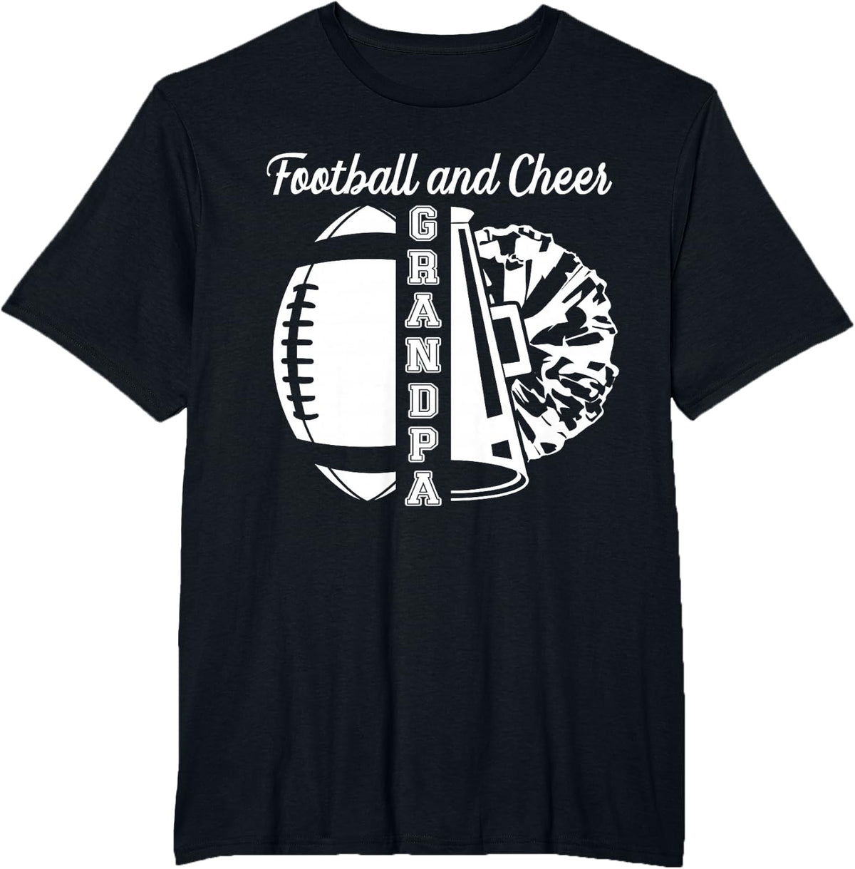 Football And Cheer Grandpa Of Cheerleader & Football Player T-Shirt - Black