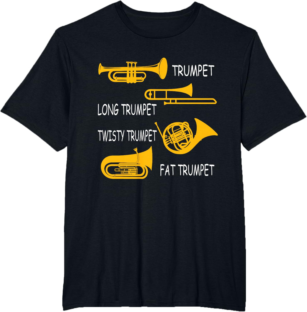 Types of Trumpet Marching Band Trumpet Player T-Shirt - Black