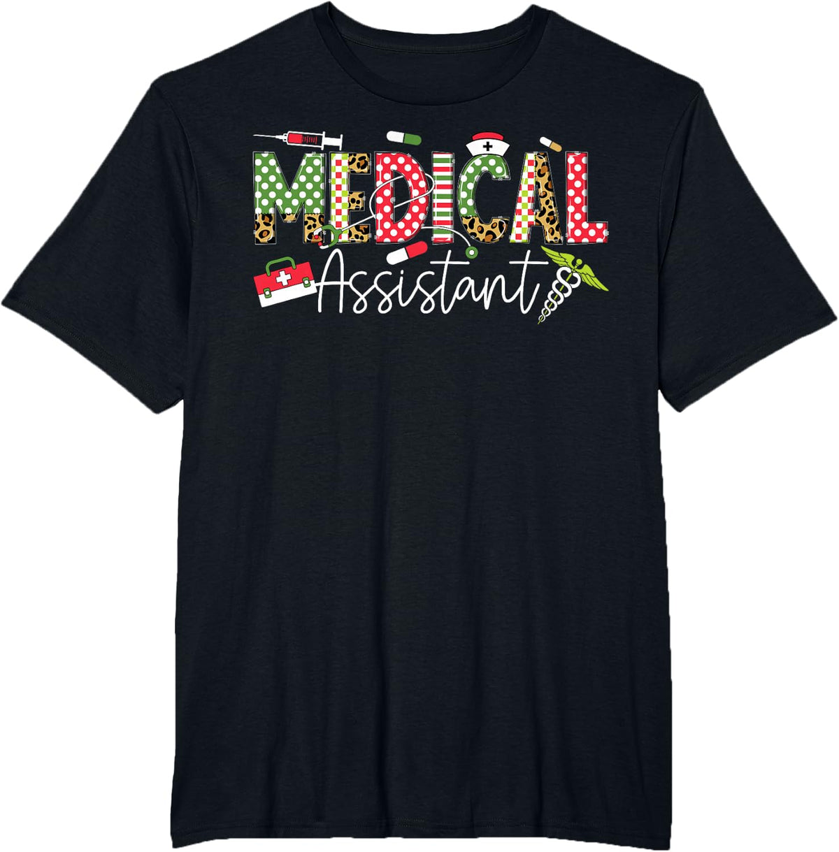 Medical Assistant - Leopard Pattern CMA Nurse Easter Bunny T-Shirt - Black