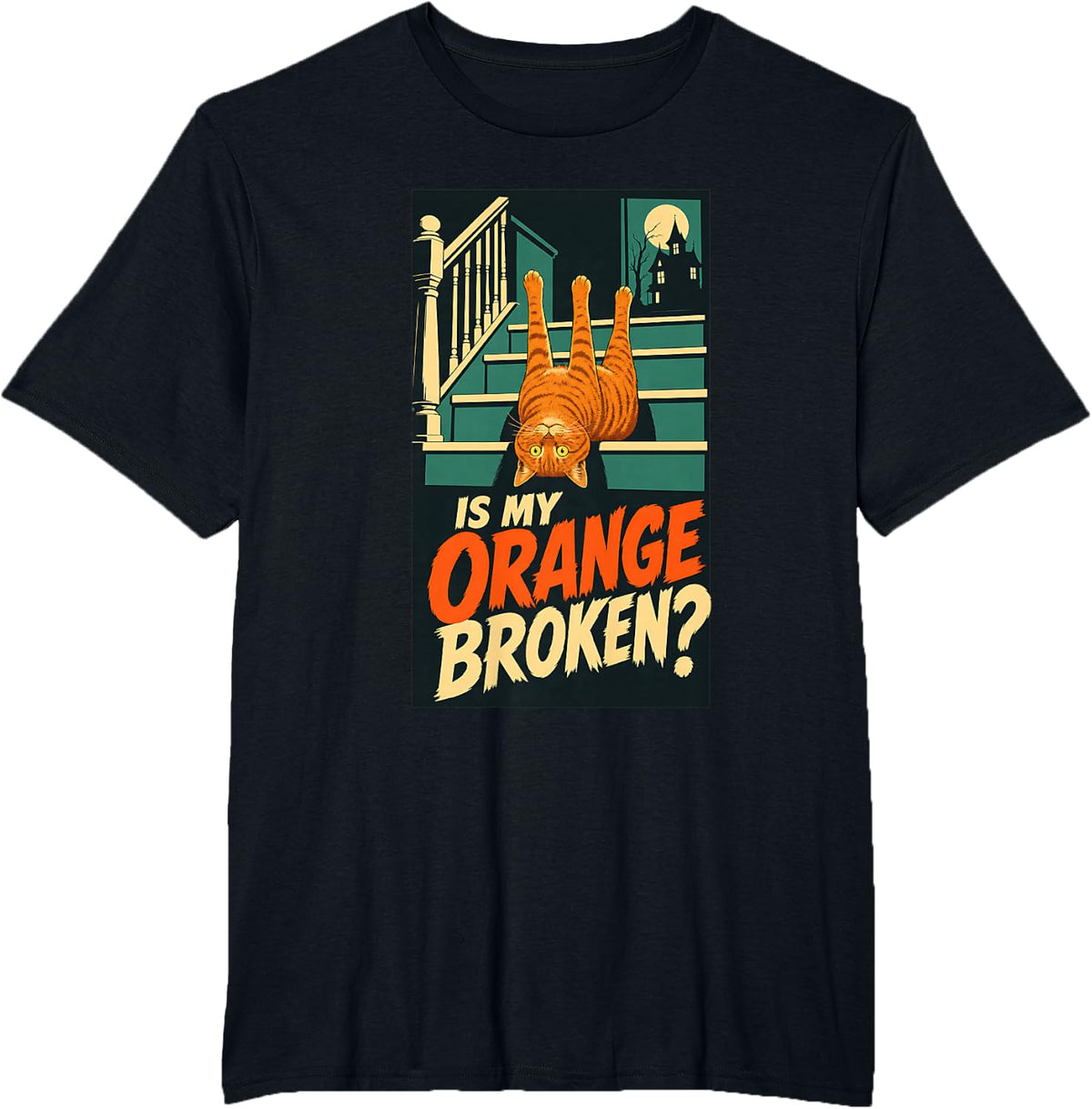 Weird Orange Cat Behavior Funny Ginger Cats T-Shirt - Black