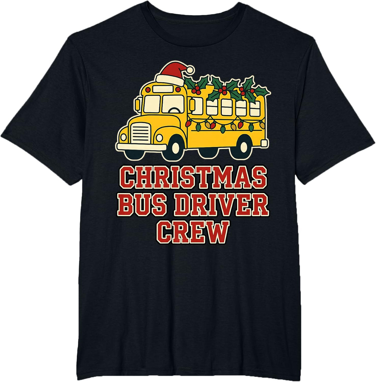 Holiday Team Santa Hat Lights T-Shirt - Black
