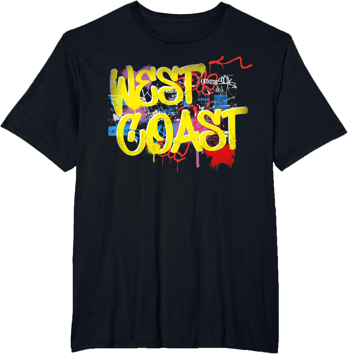 Fresh West Coast 80s 90s Hip Hop Rap Old School Graffiti T-Shirt - Black